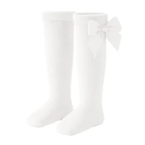 Kniekousen met strik - wit