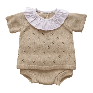 Knitted set baby girl - beige