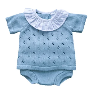 Knitted set baby girl - sky blue