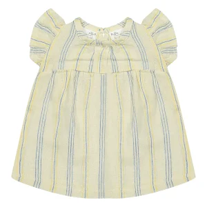Riffle Amsterdam - dress Ariel linen stripe - ecru