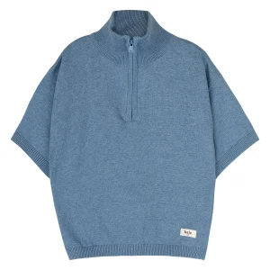 Baje Studio - knitted zipper polo Fayon - blue sea