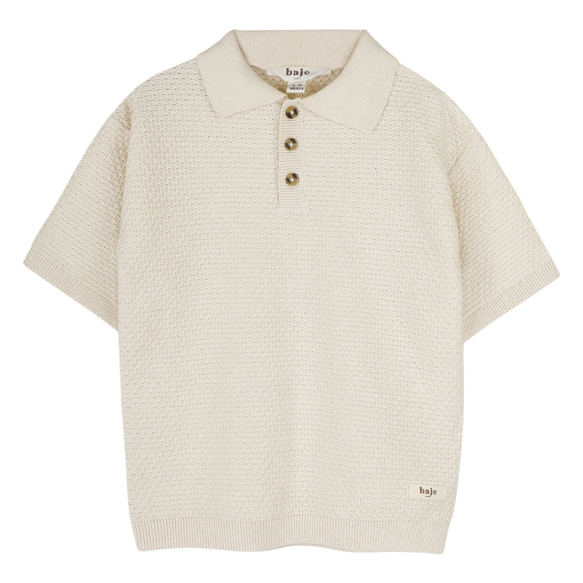 Baje Studio - knitted polo Fygo - white coconut - Afbeelding 2