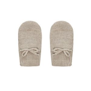 Gebreide babywanten met strik ~ taupe