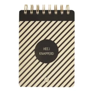 Zusss Notitieboekje met ringband - Heej knapperd - Lichtgeel/Zwart