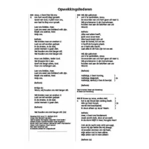 Aanvulling Tekstboekje Opwekking 45 / 845 - 857