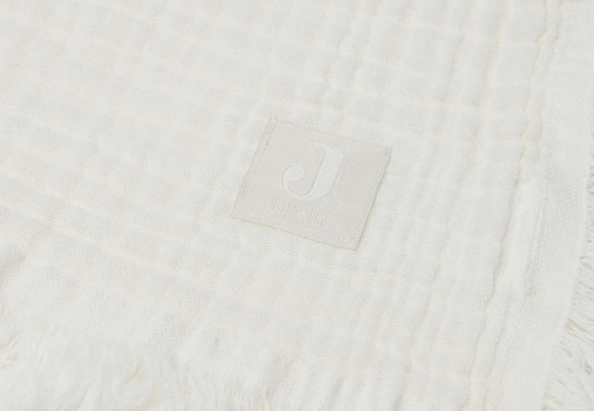 Jollein Wieg Deken Muslin Fringe - 120x120cm - Ivory/ Storm Grey/ Biscuit - Afbeelding 7