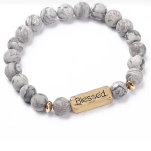 Kralen armband - Natuursteen - Grijs