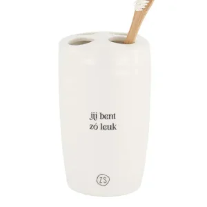 Zusss keramieken tandenborstelhouder - jij bent zo leuk - wit