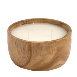 Kaars L in houten pot