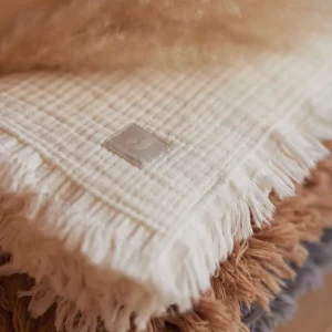 Jollein Wieg Deken Muslin Fringe - 75x100cm - Ivory/ Storm Grey/ Biscuit