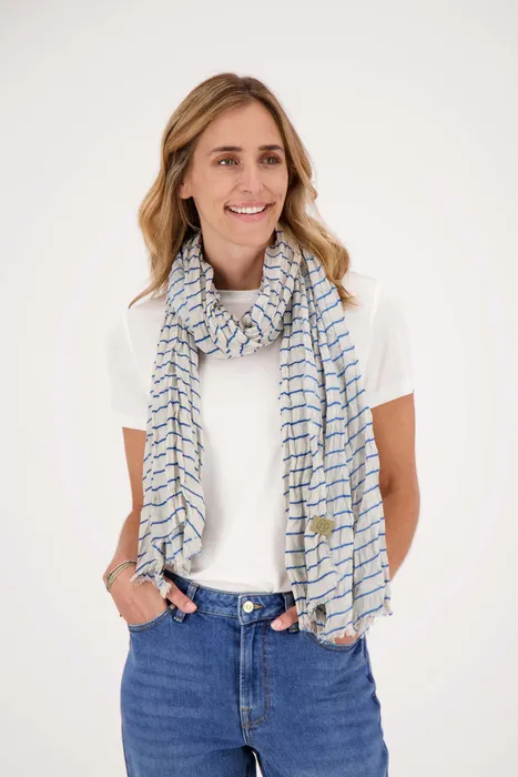 Zusss sjaal gestreept zand/kobaltblauw - Afbeelding 3