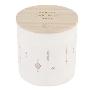 Zusss keramieken geurkaars met houten deksel - bamboe geniet