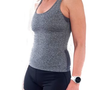 Dames Sport Tank Top met Geïntegreerde BH Grijs Gemelleerd maten S – XL