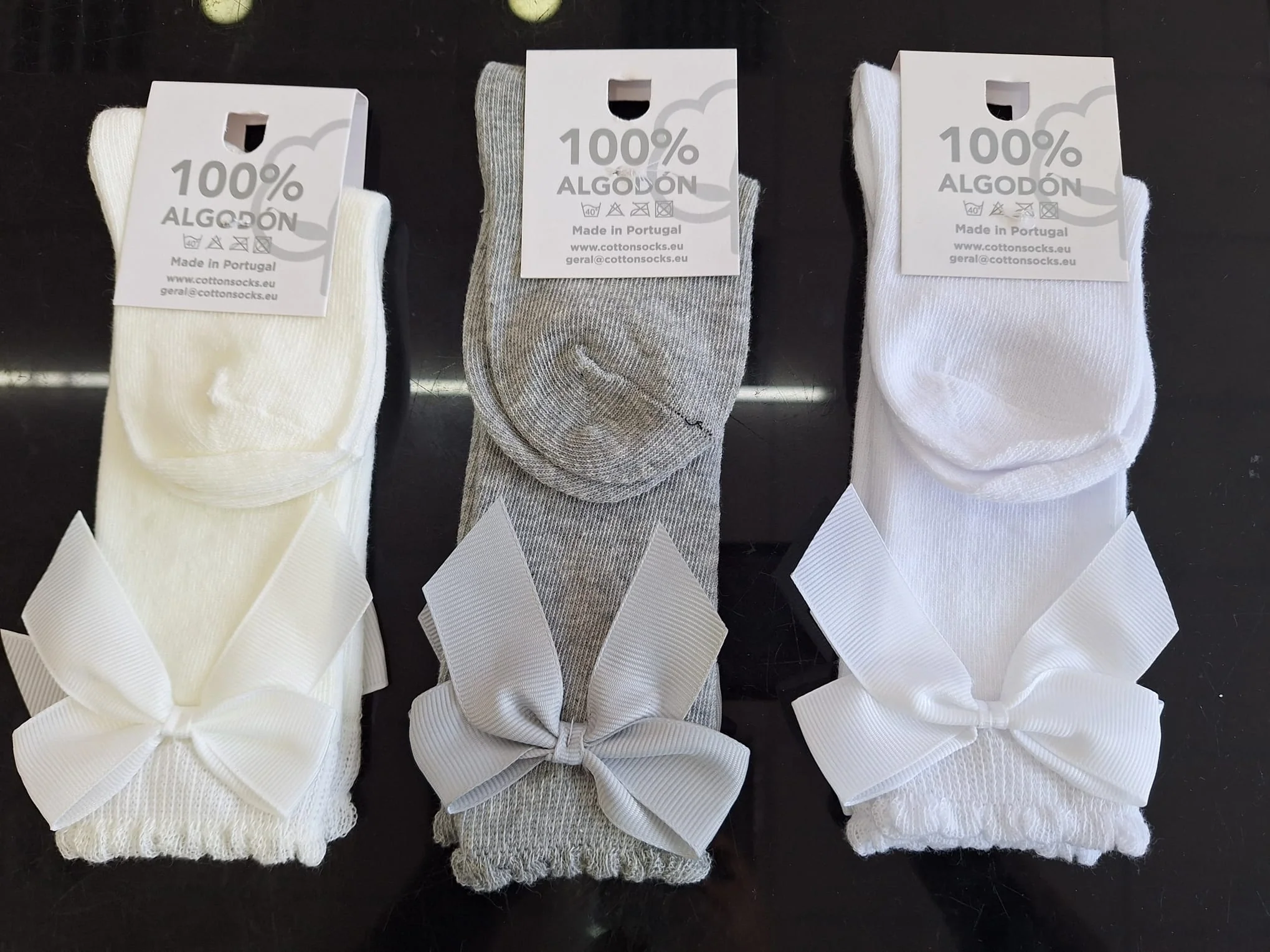 Kniekousen met strik - wit - Afbeelding 6