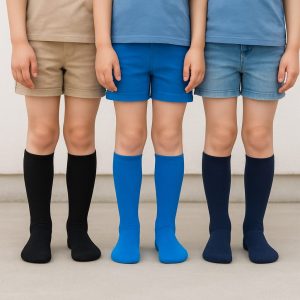 Kinder kniekousen black/marine/cobalt maten 27-30 / 31-34