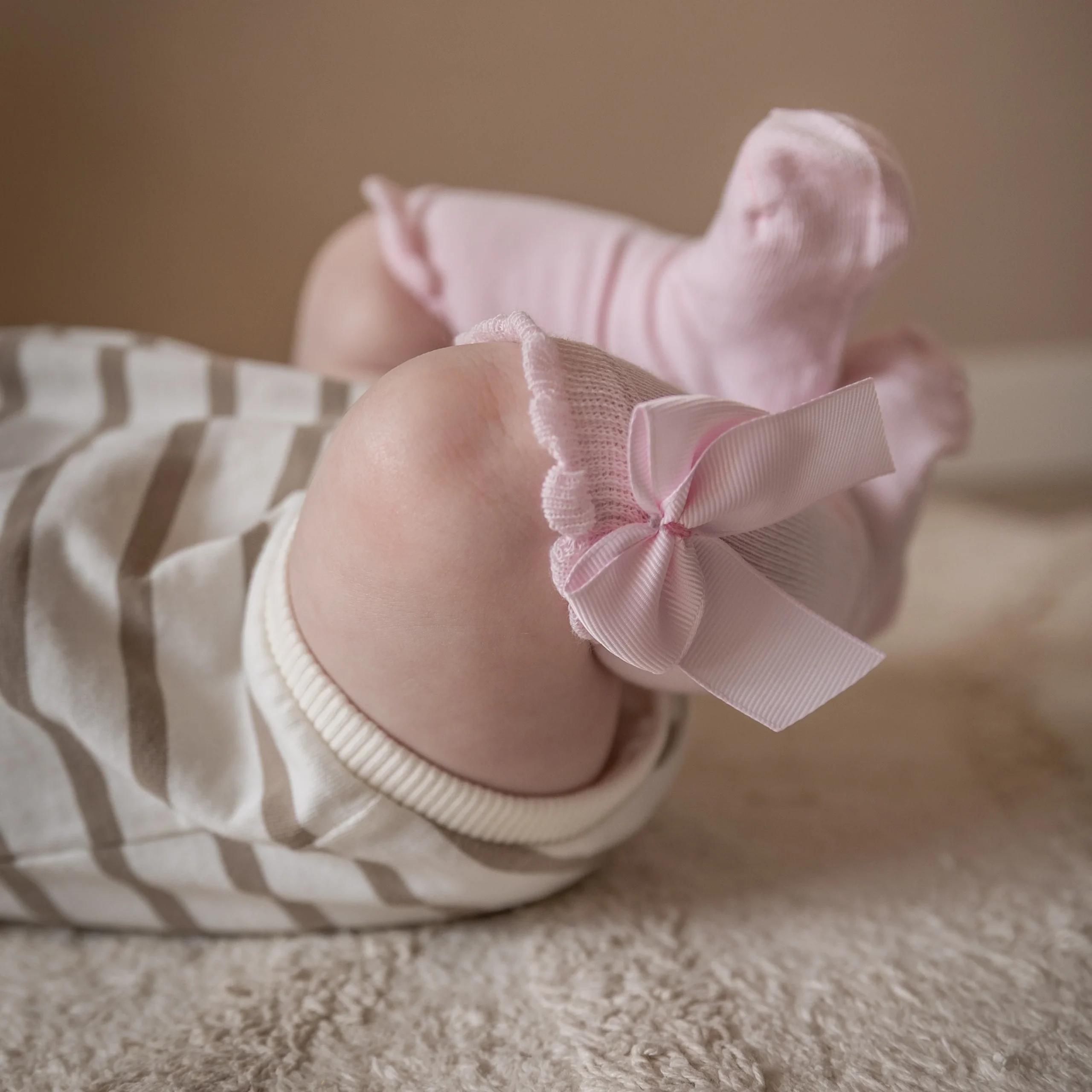 Kniekousen met strik - lichtroze - Afbeelding 3