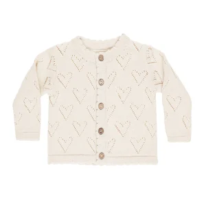 Quincy Mae - knit heart cardigan - ivory