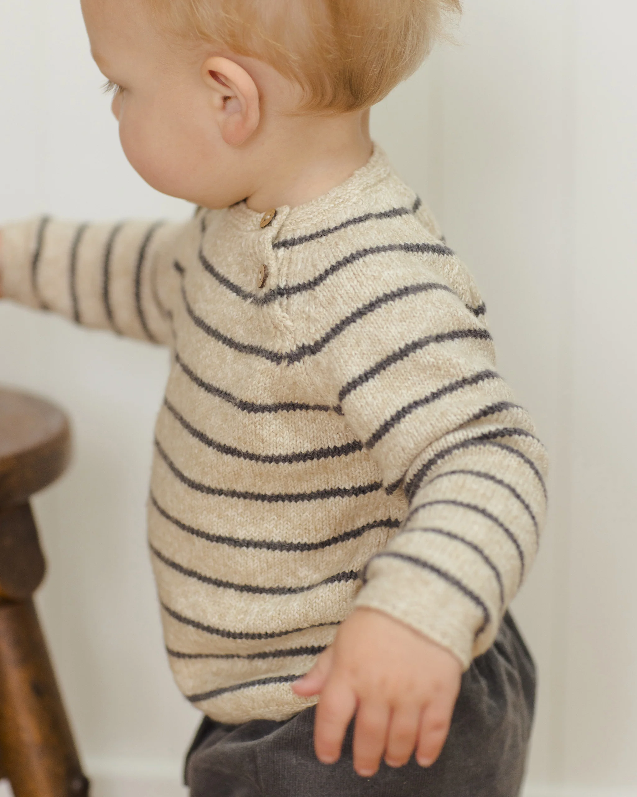 Quincy Mae - knitted sweater Ace - indigo stripe - Afbeelding 3