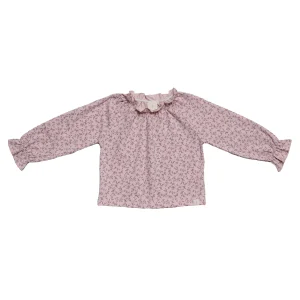 Navy Natural - top Lauren mauve leaves