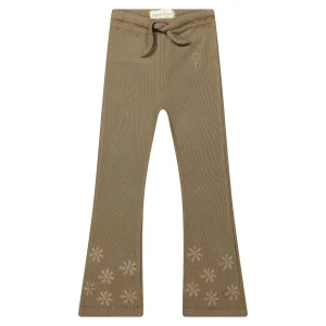 Two You Label - flared legging Lilly embroidery flower - brown