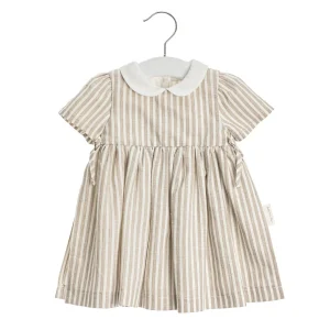 Bobbi Balloon - linen dress stripe - sand
