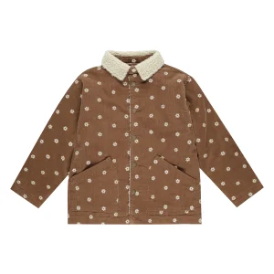 Rylee + Cru - chore coat floral embroidery - saddle brown