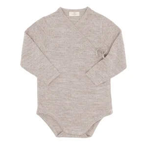 Copenhagen Colors - merino wollen overslag romper - pale cream melange