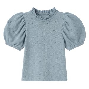 Monbebe - Bullet Eyelet tee - dusty blue