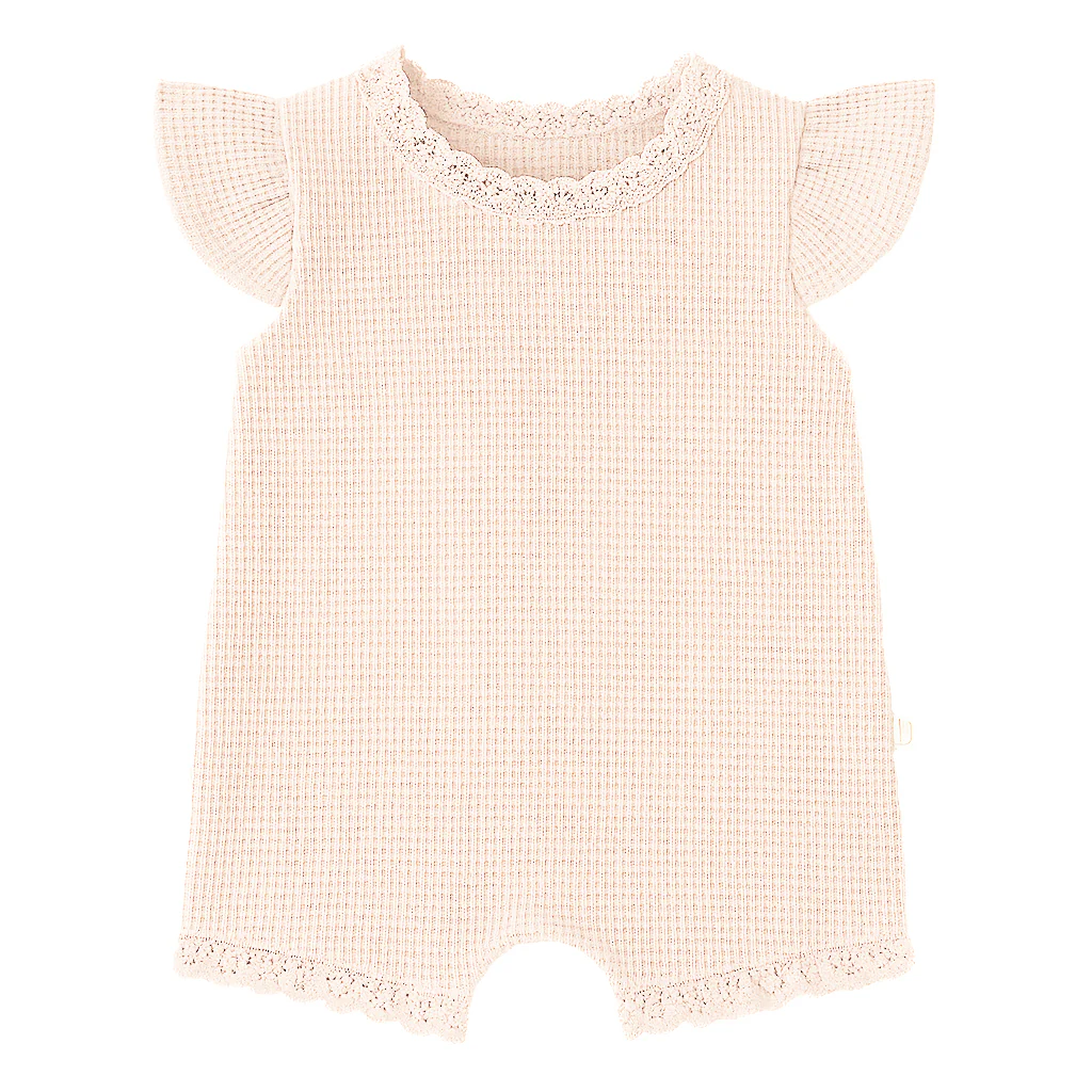 Monbebe - frill waffle summer suit with bonnet - cream - Afbeelding 2