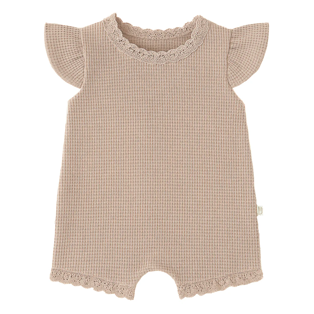 Monbebe - frill waffle summer suit with bonnet - indi pink