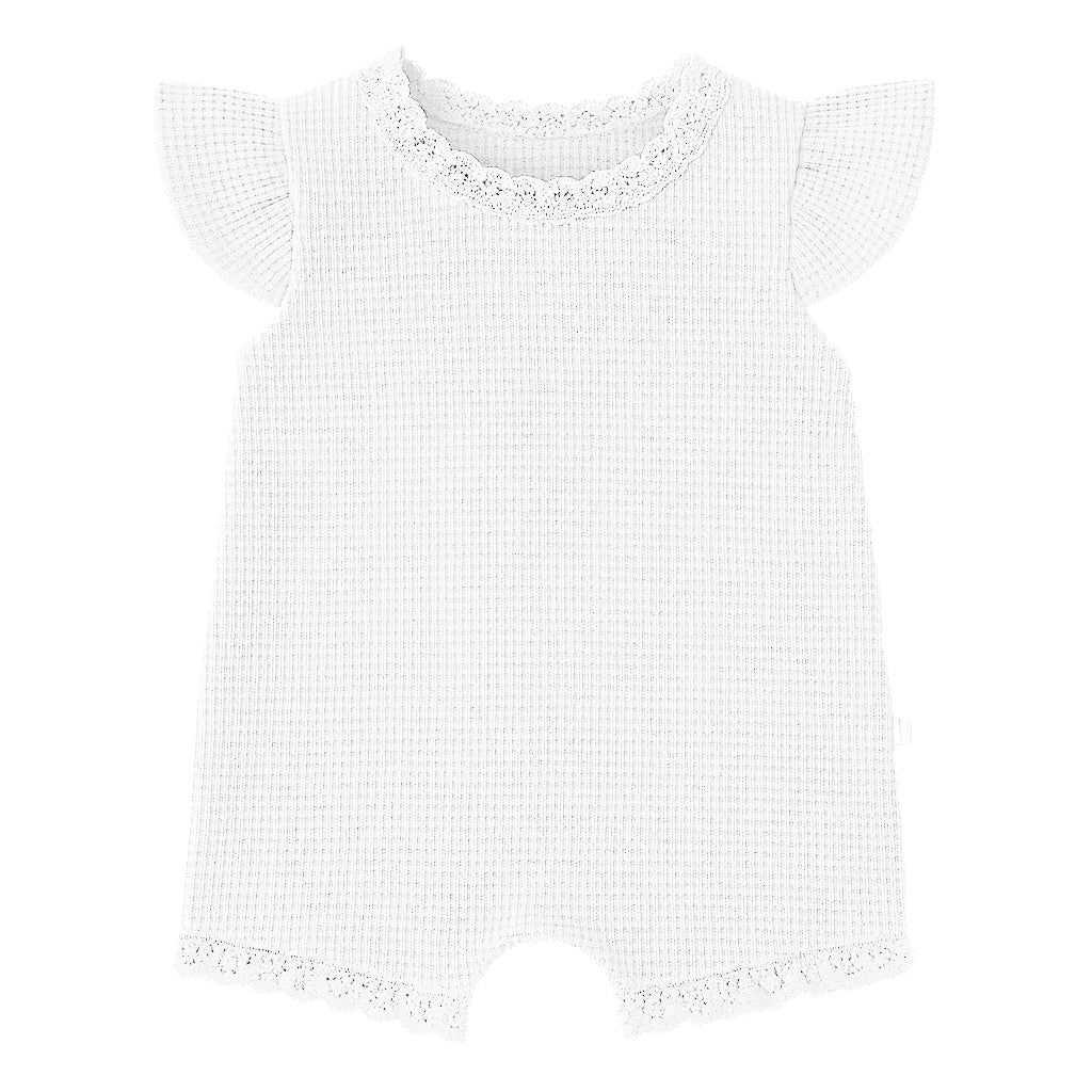 Monbebe - frill waffle summer suit with bonnet - ivory