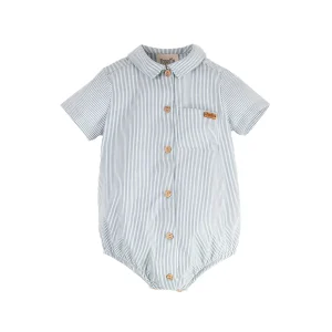 Popelin - romper with shirt collar - blue stripe