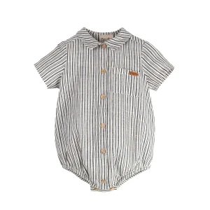 Popelin - romper with shirt collar - navy stripe