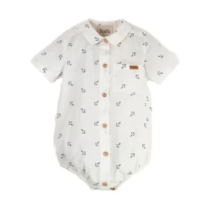 Popelin - romper with shirt collar - anchor