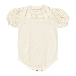Quincy Mae - pointelle knit romper - natural cream