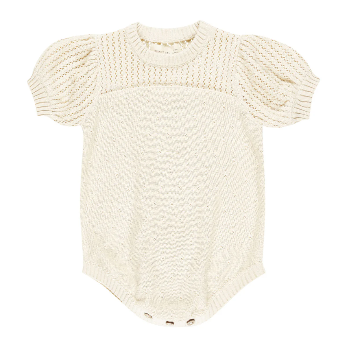Quincy Mae - pointelle knit romper - natural cream