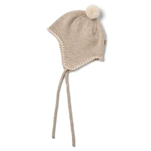 Wheat - merino wool bonnet Pomma - warm sand melange