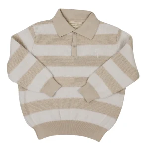 Two You Label - knitted polo Richie LS - beach/white striped