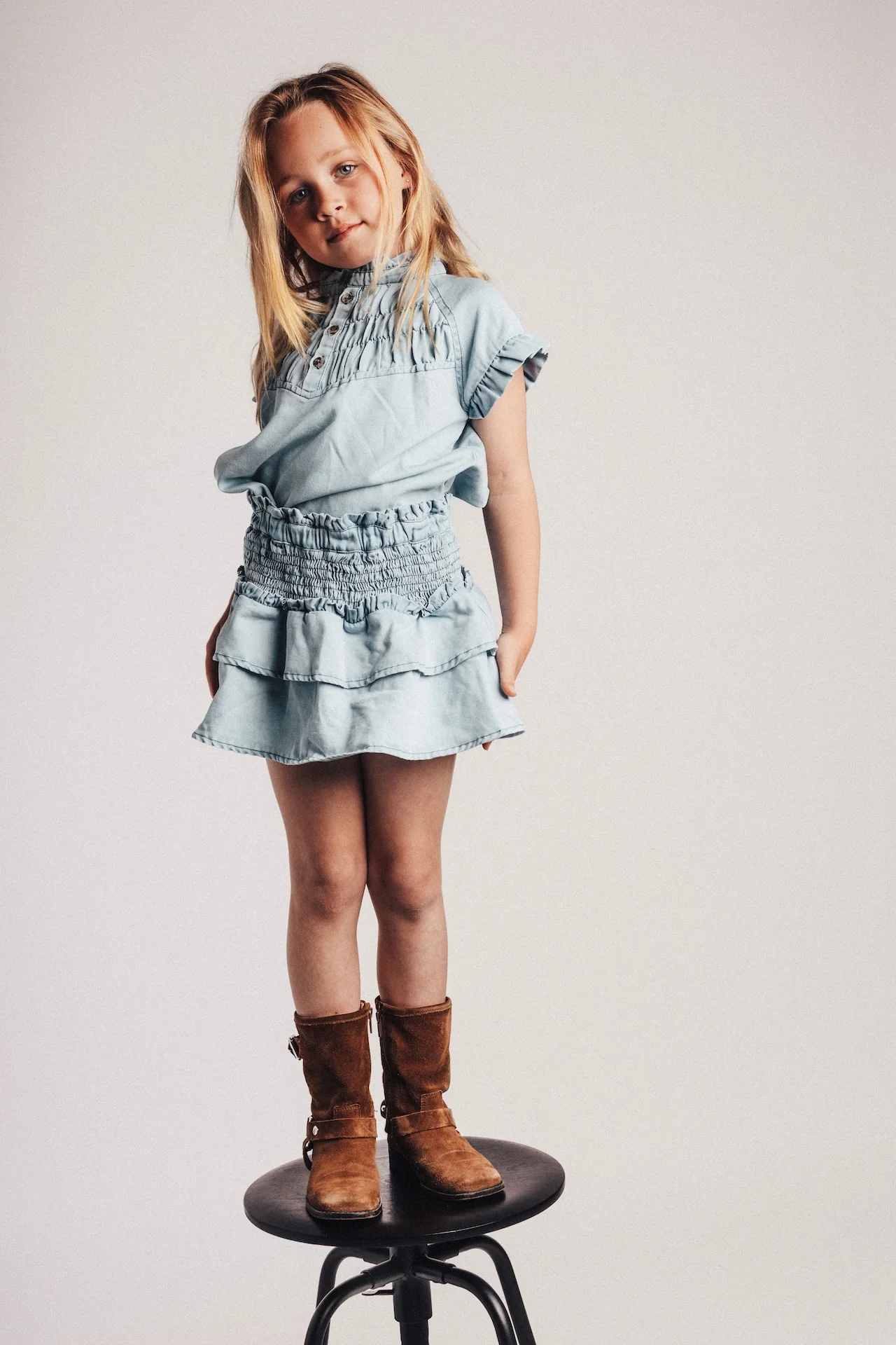 Baje Studio - denim blouse Robin - blue light - Afbeelding 4