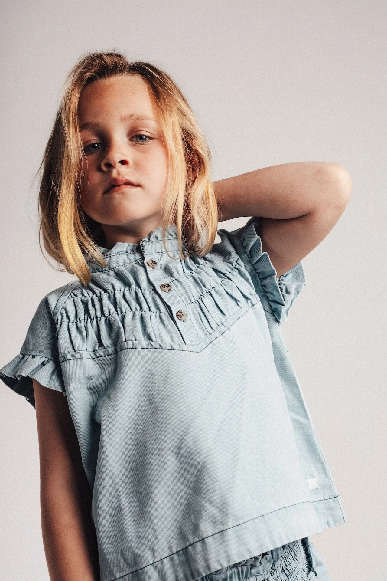 Baje Studio - denim blouse Robin - blue light - Afbeelding 3