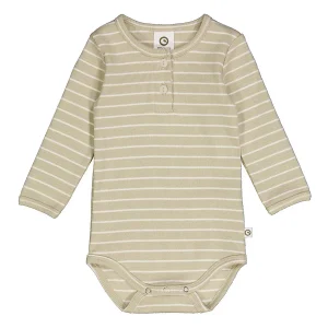 Müsli - romper rib stripe - desert green