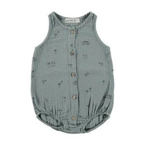 Dear Mini - romper palms - blue gray