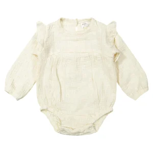 Riffle Amsterdam - romper Layla woven white embroidery - crème