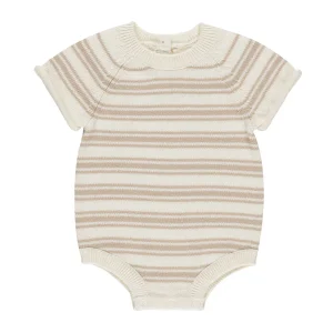 Quincy Mae - knitted romper Rowan - oat stripe