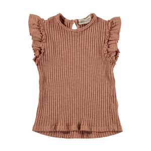 Dear Mini - ruffle shirt - terracotta