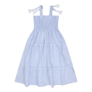 Navy Natural - ruffle dress - blue stripe