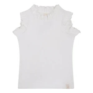Navy Natural - ruffle rib top - white