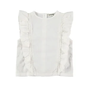 Tocoto Vintage - ruffled blouse sleeveless - offwhite