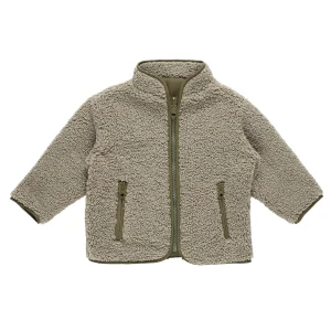 Quincy Mae - shearling zip jacket - olive