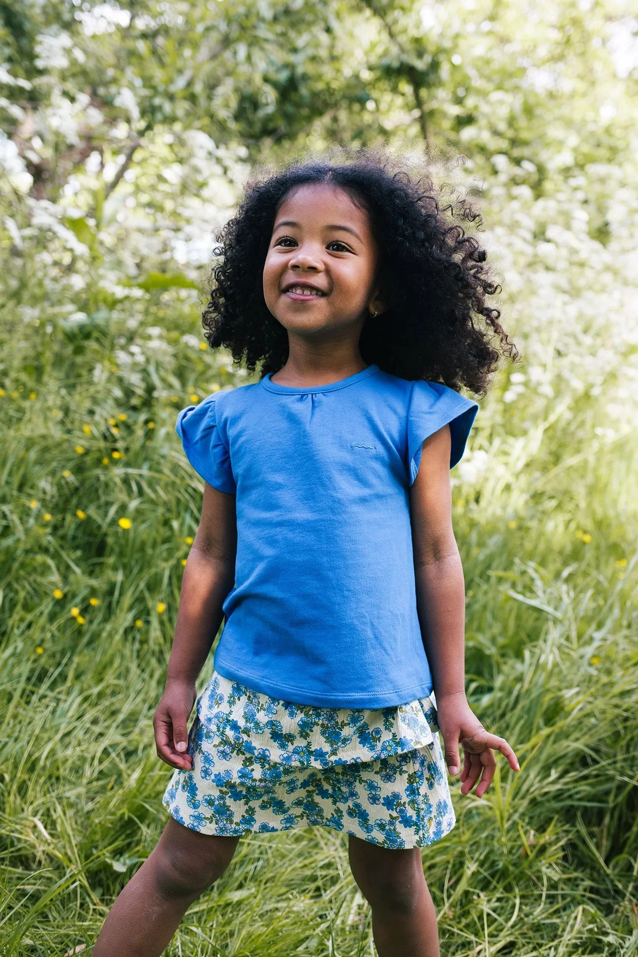 Riffle Amsterdam - skirt Ronja aop flower - blue - Afbeelding 3